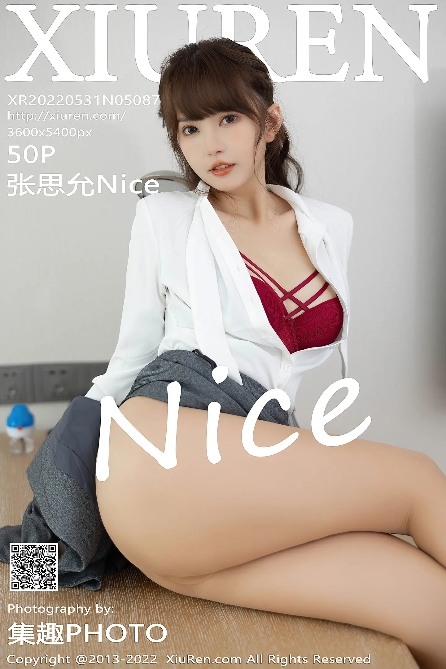 [XiuRen秀人网]No.5087_模特张思允Nice私房脱职业装露性感红色内衣超薄肉丝诱惑写真50P-秀人网 - XiuRen.Space
